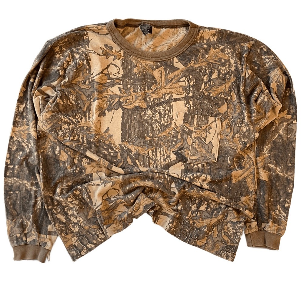 Vintage 90s Ace Sportswear Sniper Camo Single-Stitch Longsleeve Worn Thin Size L
