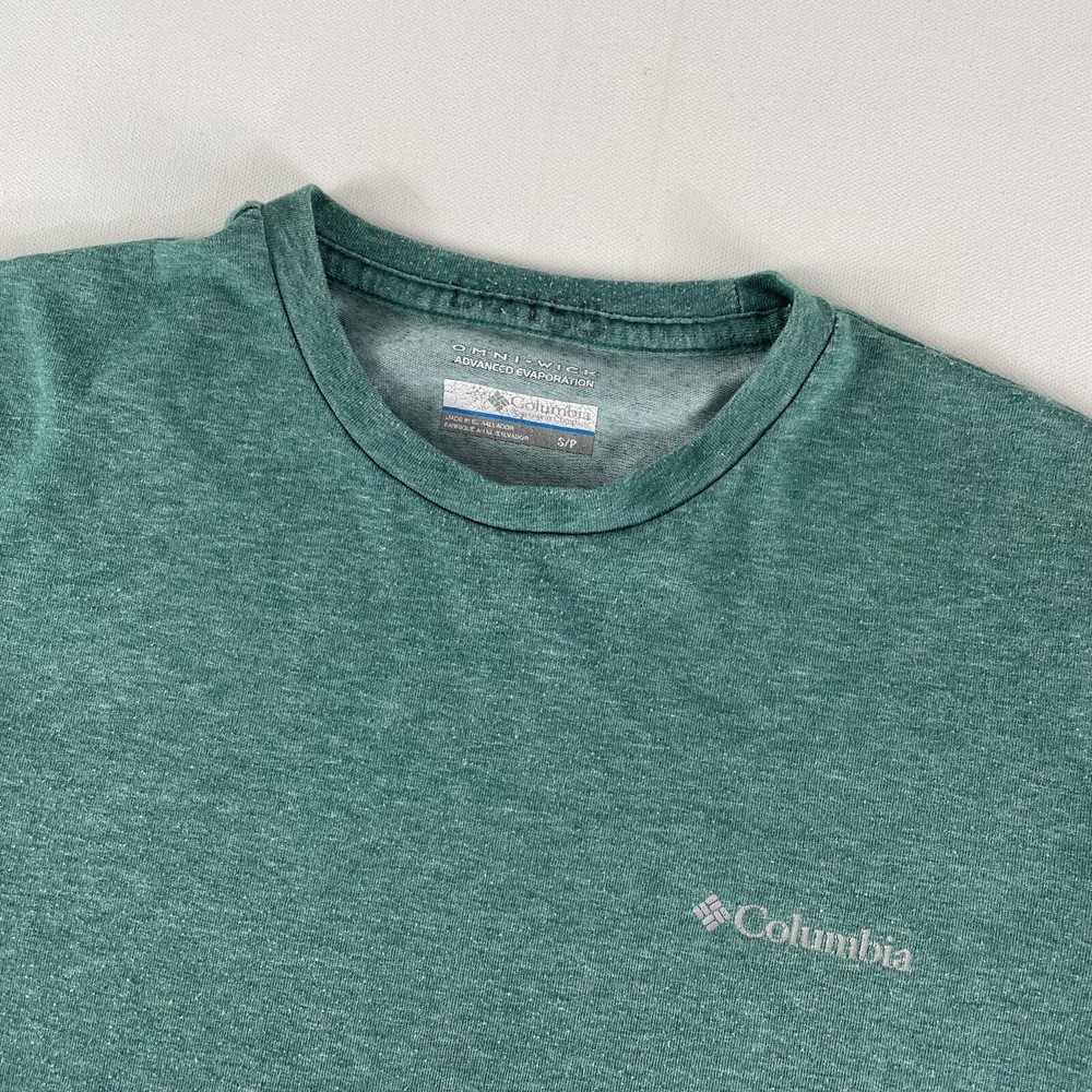 Columbia T Shirt Adult Small Teal Green Fishing Performance Omni-Wick Tee Mens