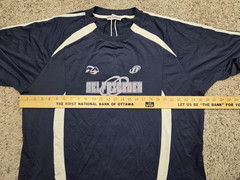 AELFRIC EDEN MEN (NWT) CONTRAST COLOR STRIPE SOCCER JERSEY SHIRT SZ L BLUE/WHITE