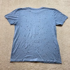 Justice League Shirt Mens Large Blue Splatter Print Superhero Graphic Tee
