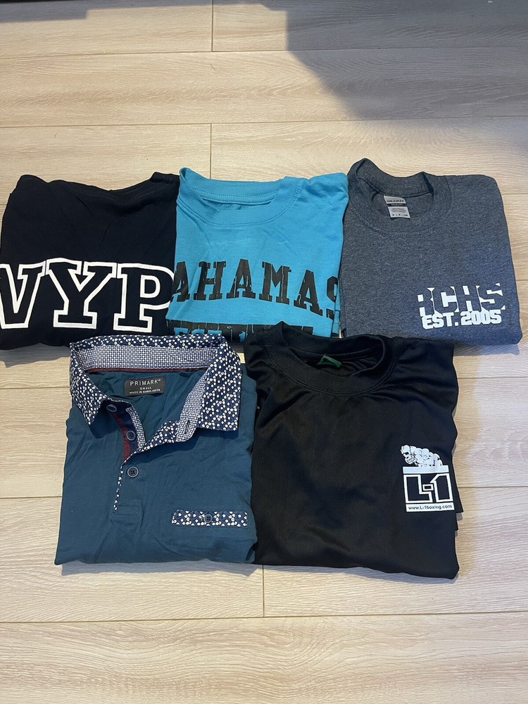 Set of 5 t shirt men’s Sz S Big Boy Teens 16- 20 Y NYPD, Bahamas,Primark Gildan