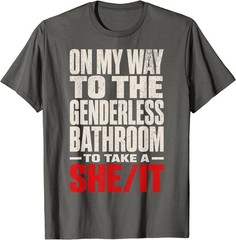 On My Way to The Genderless Bathroom Funny Vintage Grunge T-Shirt