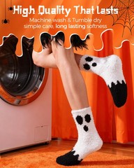 72-Needle Buttery Soft Halloween Fuzzy Socks for Women Cozy Funny Crazy Cute Flu