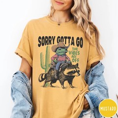 Western Cowboy Frog Raccoon Shirt Funny Graphic Tee Sarcastic Quote