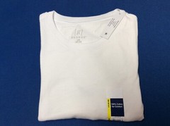 Men’s crew T-Shirt, long sleeve (George) 100% cotton, white, 1 ct