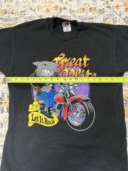 Vintage Great White 1997 US Tour Black T Shirt Size M/L Shark Motorcycle Single