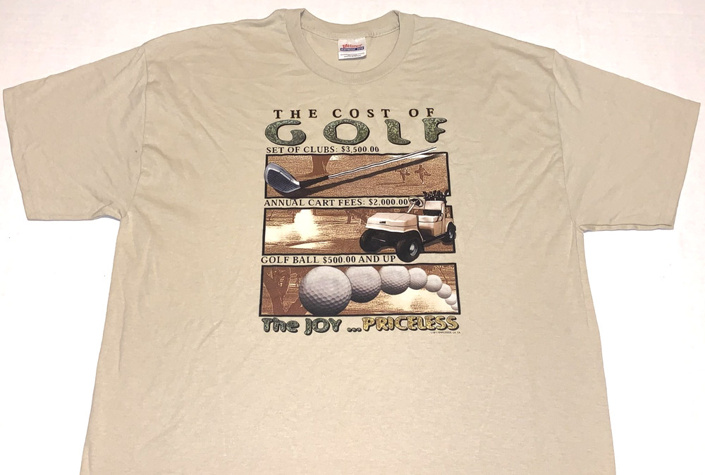 Rare! Vintage 2000s Golfer The Cost Of Golf Priceless Joy T-Shirt New! XL