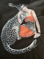 New! Vintage y2k 1920’s Art Deco Anvil T-Shirt Size XL Mens SEPS Leopard & Woman