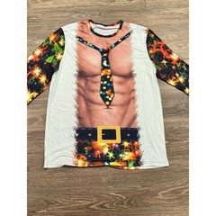 Funny Muscle Santa Christmas Long Sleeve Shirt 2XL 3D Print Ugly Xmas Tee