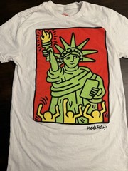 Keith Haring Statue of Liberty Graphic T-Shirt White Size Small Pop Art NYC