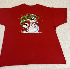 Vintage Snoopy Peanuts Chillin Joe Cool Holiday Red Shirt Size L