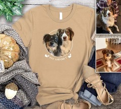 Personalized Pet Portrait Comfort Tee Custom Dog Cat Lover Gift Shirt