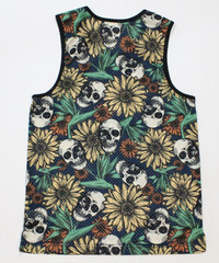 Men’s No Boundaries Skull and Sunflowers Mesh Tank Top Size S (34-36)