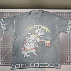 Vintage Mayan Tshirt Large Gray AOP 90s Y2K Aztec Native Streetwear Skater