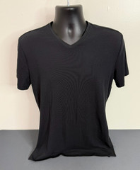 Cut Men’s Split Hem V-Neck Classic Short Sleeve T-Shirt Black Sz Medium Stretch