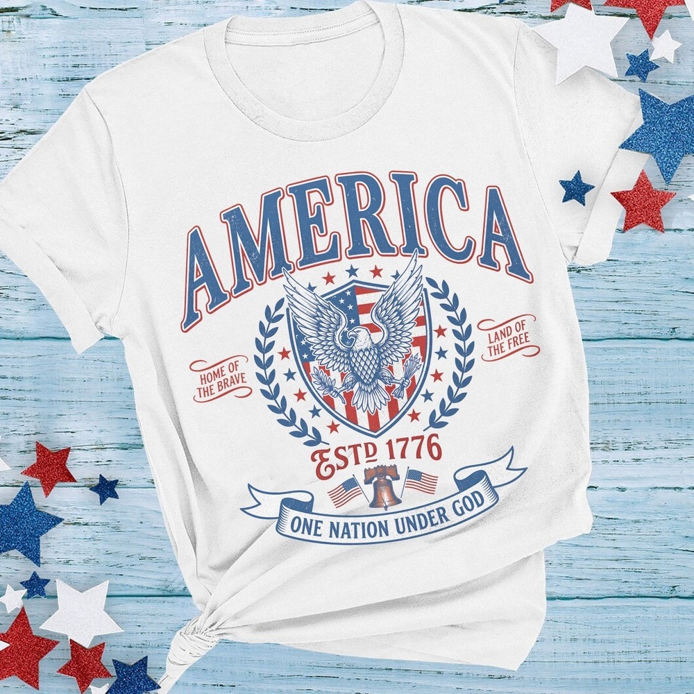 Vintage America Patriotic Eagle Shirt, USA Independence Day Tee, Fourth of July