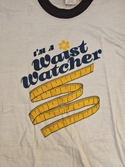 Vintage 80s Graphic Print ‘Waist Watcher’ T-shirts, Size M (38-40)