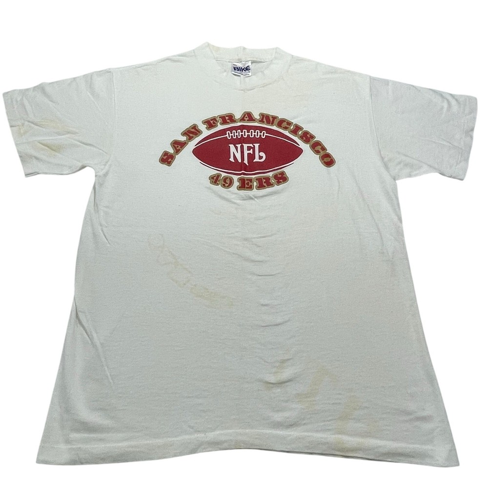 VTG 80s San Francisco 49ers NFL T-Shirt size L Bike Made in USA See Description