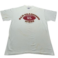 VTG 80s San Francisco 49ers NFL T-Shirt size L Bike Made in USA See Description