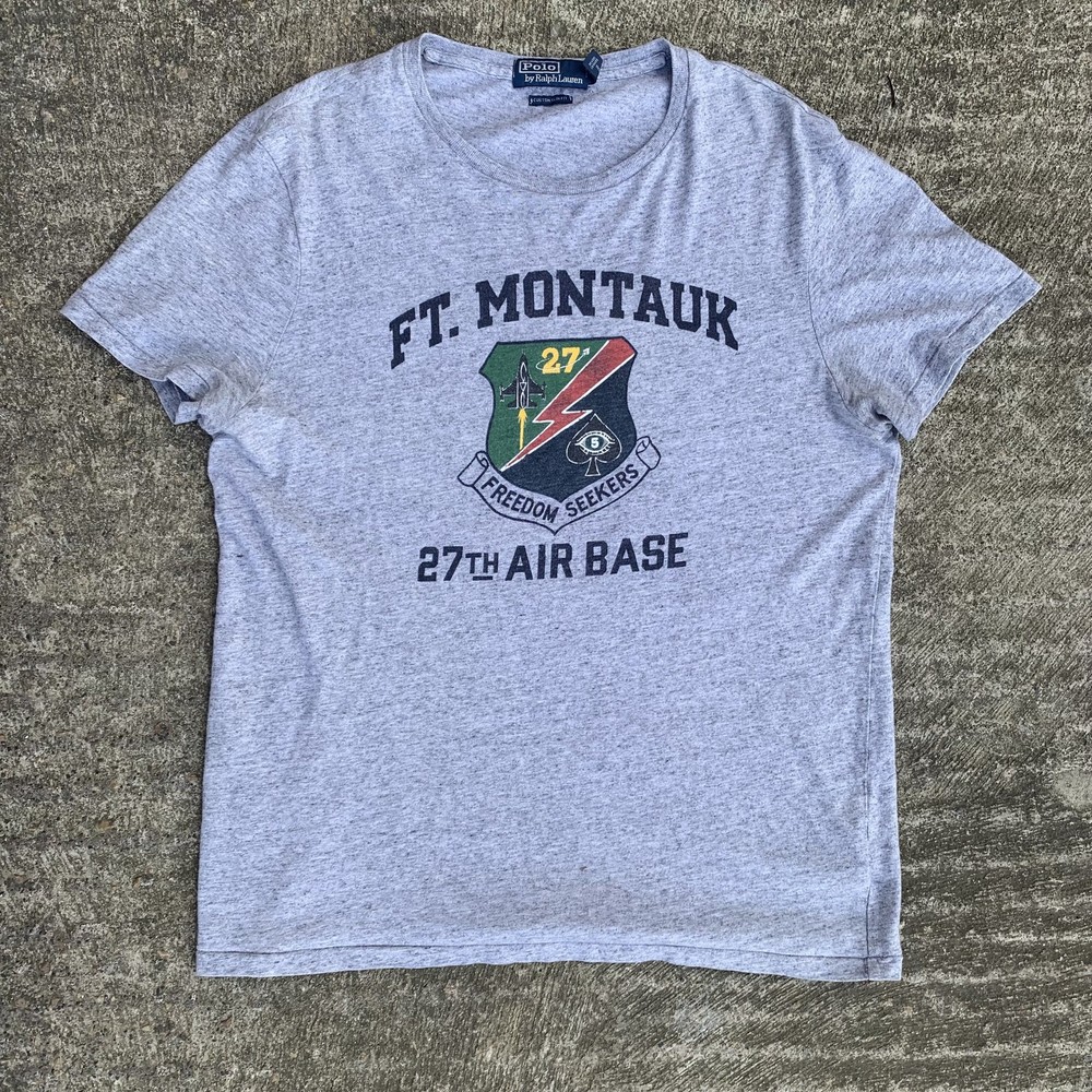 Polo Ralph Lauren Men’s Grey Heather Air Force Military Graphic T Shirt, L