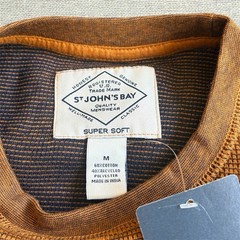 St John’s Bay Super Soft Thermal Shirt Men’s Medium Brown Waffle Knit NWT