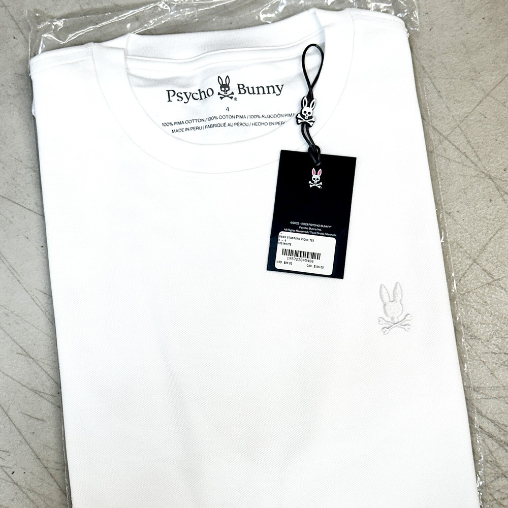 *NEW* Men Psycho Bunny Stanford Pique Graphic Tee WHITE (B6U340B200 100)