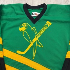 Vintage Bakka Parrotheads Hockey Jersey #3 Men’s Extra Large Green Yellow 90s