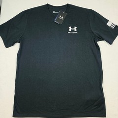 Under Armour Mens Freedom Flag T-Shirt Black Loose Fit Graphic Tee 1370810 L