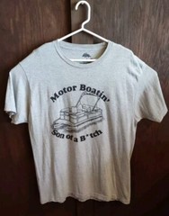 Motor Boatin Father’s Day Fishing T-Shirt Mens XL Gray Boat Lake Nautical USA
