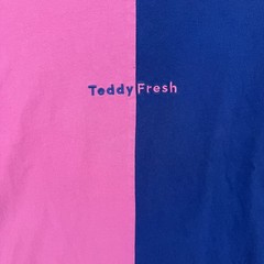 Teddy Fresh T Shirt Mens Large Two Tone Split Color Blue Pink Embroidered Logo