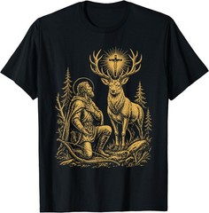 St. Hubert and the Stag Christian Hunter Vision Art T-Shirt