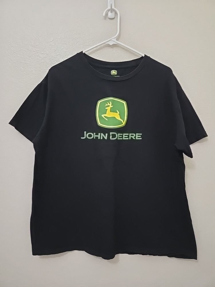John Deere Logo T-Shirt XL Black Short Sleeve Farming Agriculture Tractor