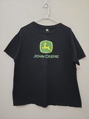 John Deere Logo T-Shirt XL Black Short Sleeve Farming Agriculture Tractor