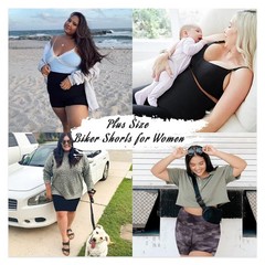 3 Pack Plus Size 8in Biker Shorts for Women – High Waisted Black Maternity Yo…