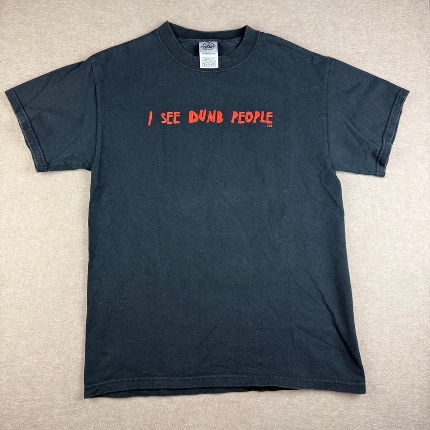 Vintage Delta Shirt Mens S Black Funny Statement Tee I See Dumb People Quote