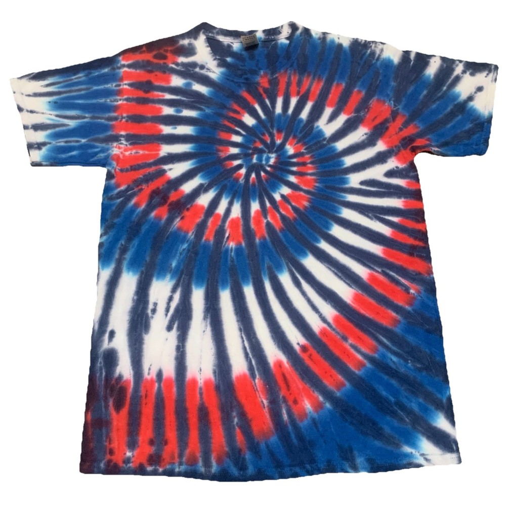 Spiral Tie Dye T-Shirt Red White Blue USA Adult Medium Patriotic Independence