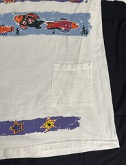 VINTAGE 90s Colorful Aquarium Fish Art Beach, Pocket T-shirt ONE SIZE