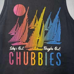 Chubbies Tank Top Men’s Large Black Retro Sailboat Graphic Pocket Sleeveless