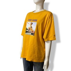 GU Uniqlo Tony Hawk T Shirt Unisex M Yellow Graphic Birdhouse Skateboard VTG