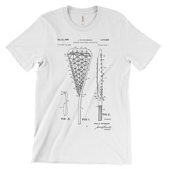 Lacrosse Patent T-Shirt.100% Cotton Soft Comfy Tee on Black White or Gray. NEW