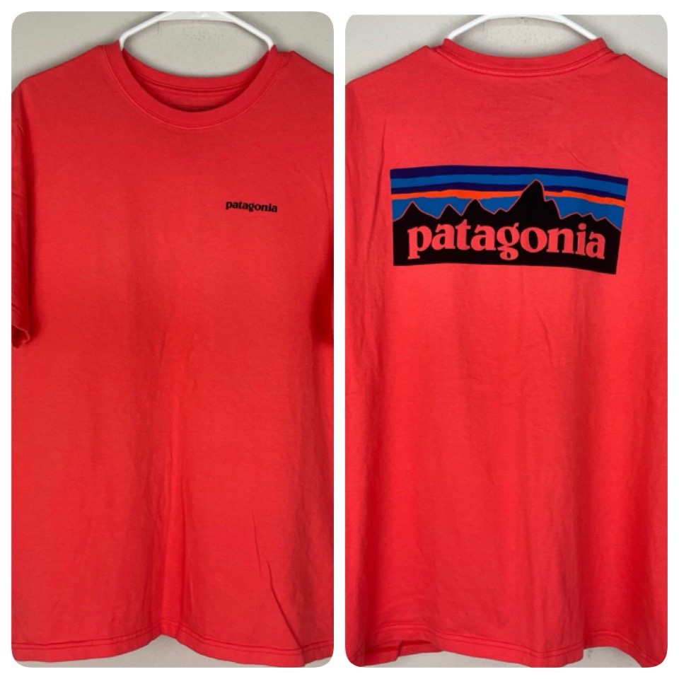 Patagonia P-6 Logo Coral 100% Organic Cotton S/S T-Shirt 51865 Men’s Size Medium