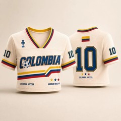 Custom Colombia Soccer Crop Jersey, Personalized Colombia Football Shirt, Women