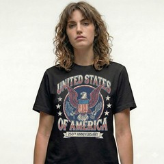 United States Of America 250th Anniversary Eagle Crest Vintage T-Shirt