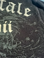 Aeropostale Thermal Waffle Knit Graphic Black Crest LS Shirt Large Y2K Grunge