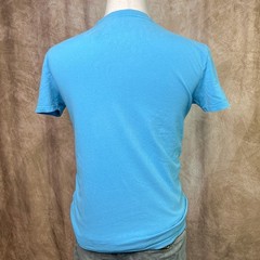 Y2K American Eagle Graphic Tee T-Shirt Blue Panda Bicycle Short Sleeve Hipster