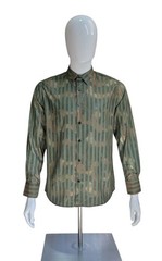 Men’s Italian Fashion Long Sleeves Buttom-Up Metallic Green Olive Bronze Shirt