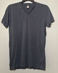 Diesel Men’s V-Neck Tos Reverse Slub Knit Distressed Casual SS Tee Navy Blue XL