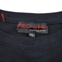 Red Ape Y2K Shirt Mens XXL Black Thermal Pullover Embroidered Streetwear Skater