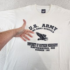 Vintage US Army Shirt Mens XL White 2nd Army Schools 1991 Tee Screen Stars Best
