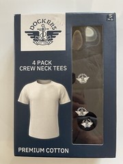 Dockers Men’s 4 Pack Crew Neck Tees Premium Cotton Black Size S